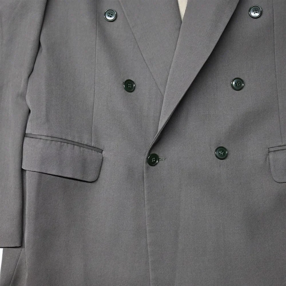 Vtg Botany 500 42R Olive Green USA Wool Double Breasted Blazer Jacket Sport Coat